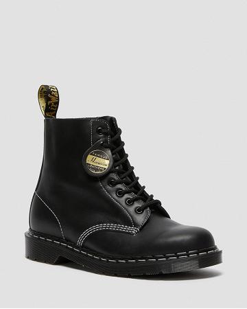 Black Men's Dr Martens 1460 Pascal Made in England Cavalier Leather Lace Up Boots | CA 527YXF